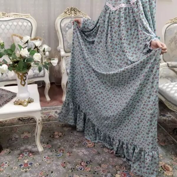 Islamic Namaz Chador with Sleeves for Women in Fish Design & Cotton (2)