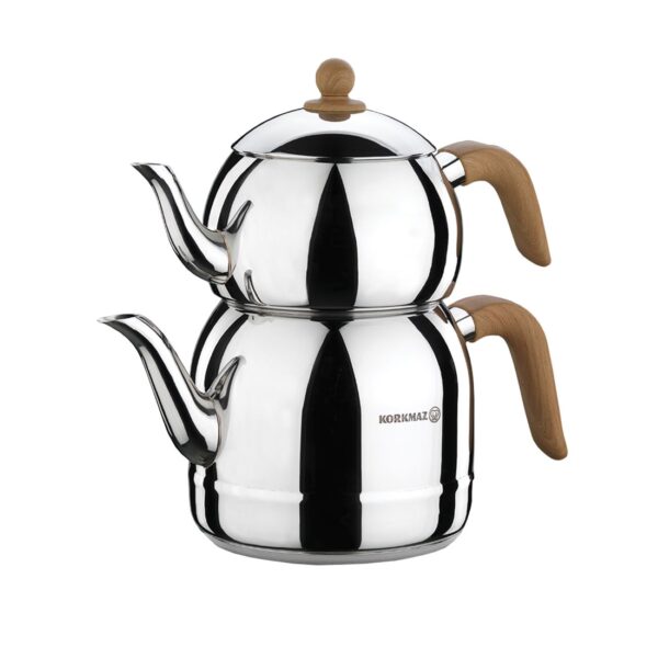 Korkmaz Teapot and Kettle Set Model A196 – Stainless Steel with Chrome-Nickel Plating (2)