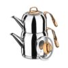Korkmaz Teapot and Kettle Set – Stainless Steel with Chrome-Nickel Plating (1)