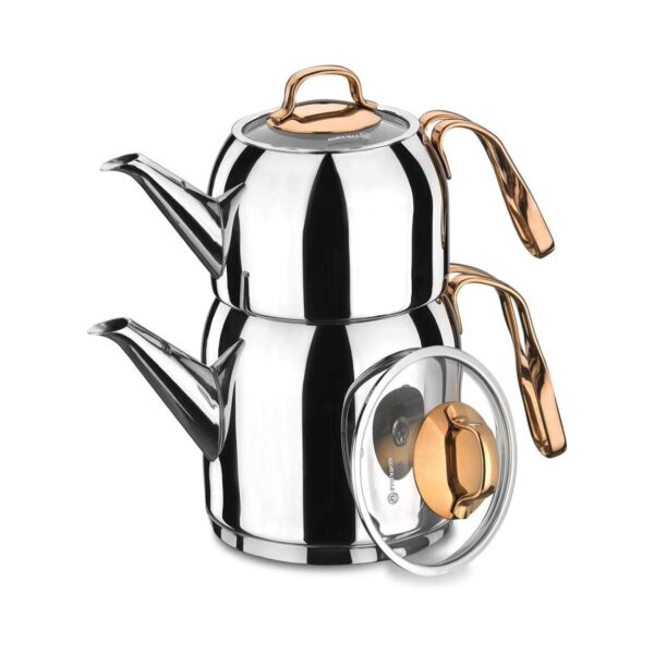 Korkmaz Teapot and Kettle Set – Stainless Steel with Chrome-Nickel Plating (1)