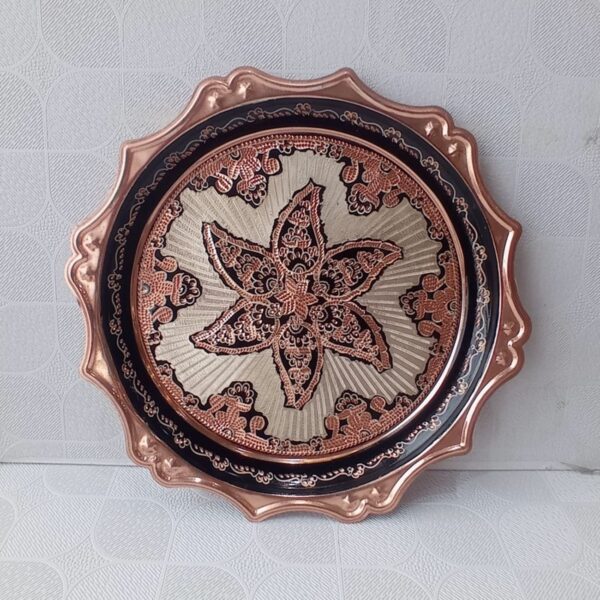 Large Copper Serving Tray in Star Design with Silver Inlay and Nano Finish (2)