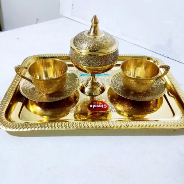 Vintage Brass Tea Set – Intricate Design for Classic Tea Lovers Suitable for Two Person (3)