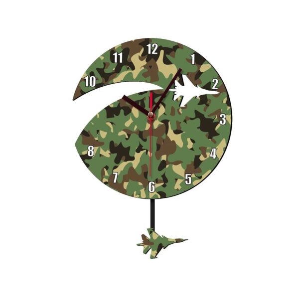 木质军事飞机摆锤挂钟 – 独特的儿童房装饰