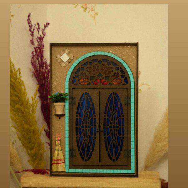 Wooden Wall-Mounted Mirror Key Holder with Traditional Opening Door Design (2)