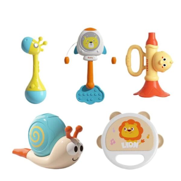 5-Piece Baby Rattle and Teether Toy Set – Colorful and Safe Sensory Toys (1)