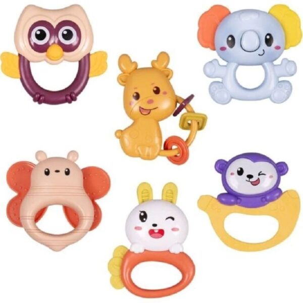 6-Piece Baby Rattle and Teether Set – Animal Design (2)