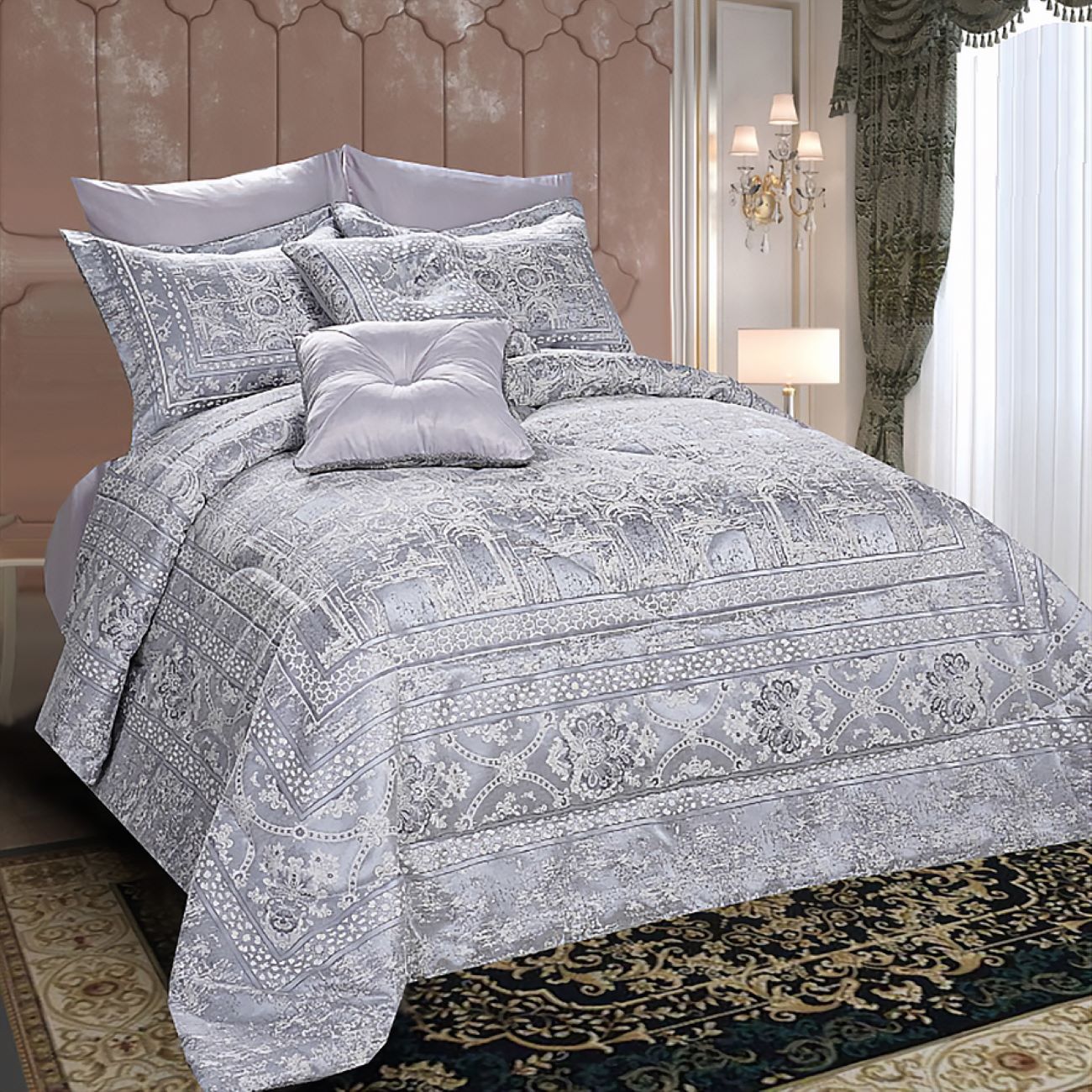 Main image of 8件套 Kara 双人床品套装 – 高雅设计，时尚舒适