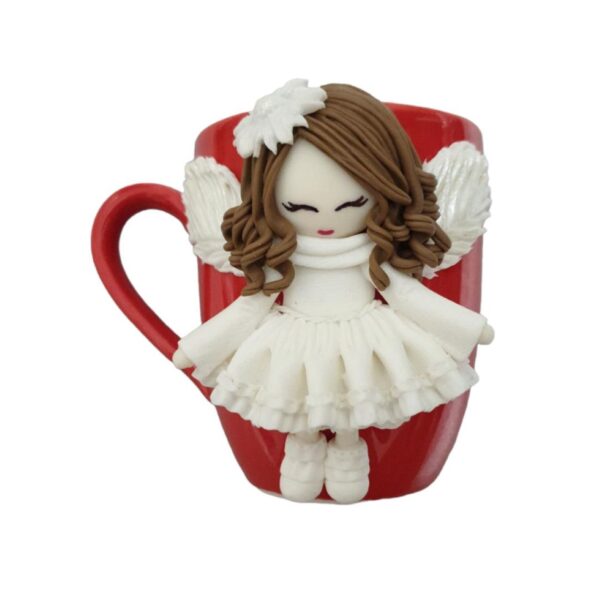 Artisan Ceramic Mug – Handmade Angel Motif Design (3)