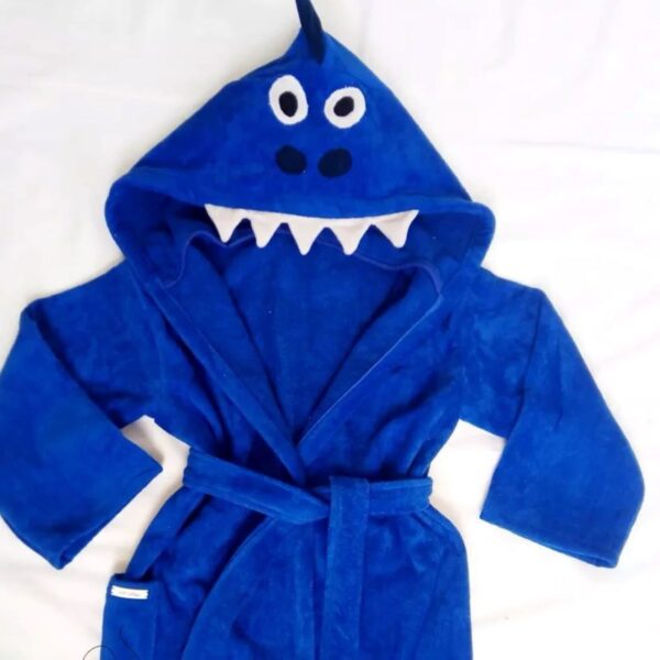 Baby Blue Hooded Dinosaur Bath Towel - Soft Terry Cloth Poncho