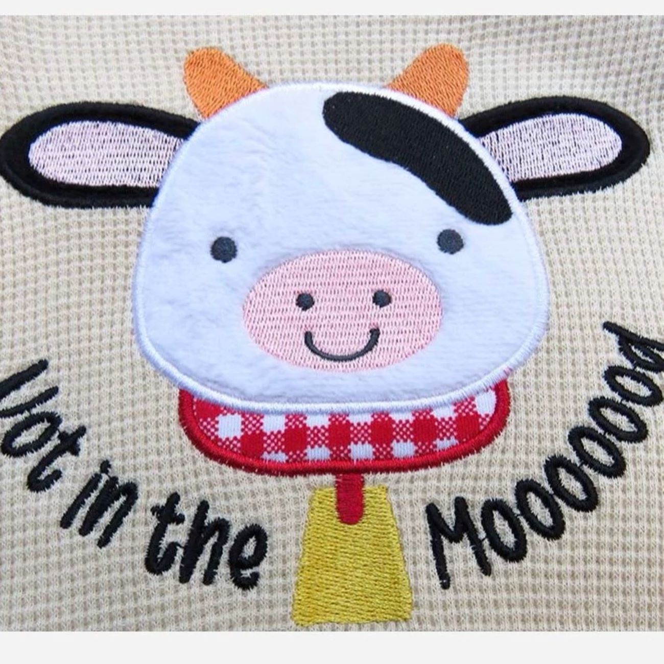 牛图案婴儿棉质连体衣 – 适合新生儿,日常穿着与玩耍