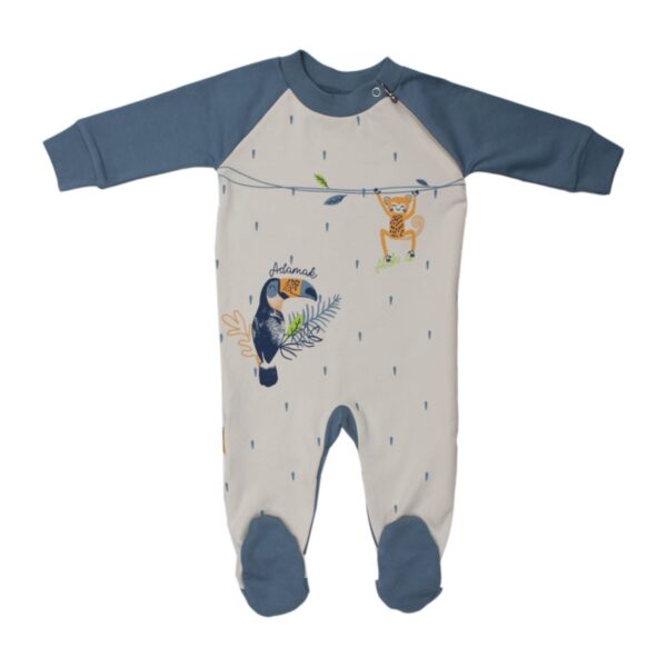Baby Jumpsuit with Attached Feet (Sock-Style Design) with Animal Pattern (2)