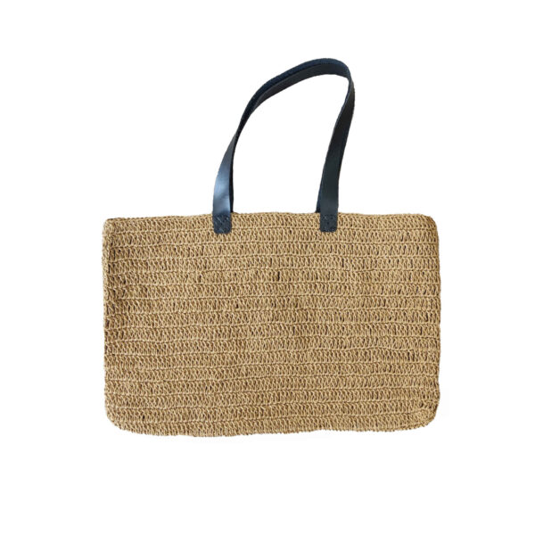 Boho Crochet Raffia Tote with Faux Leather Strap – Unlined & Lightweight