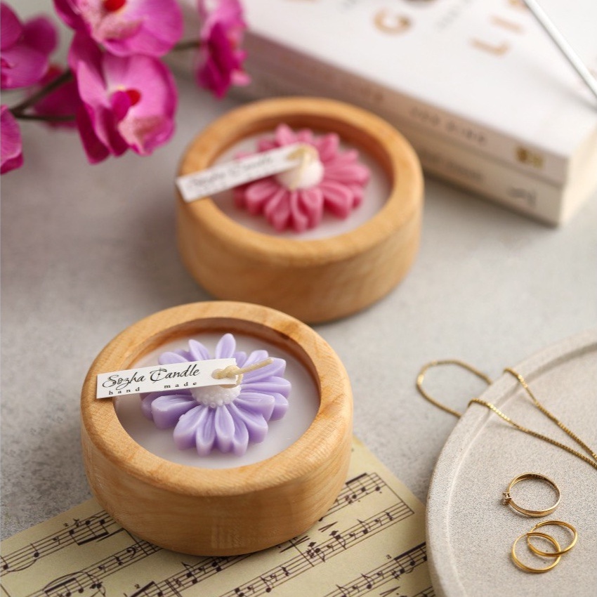 洋甘菊木质罐蜡烛 – 清洁燃烧，持久耐用且时尚