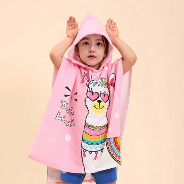 Children’s Blue Unicorn Hooded Poncho Towel – Perfect for Bath Time and Sunbathing (6)