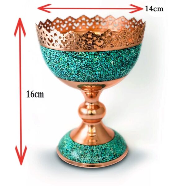 Copper Nut Bowl 16 cm with Neyshabur Turquoise Inlay (1)