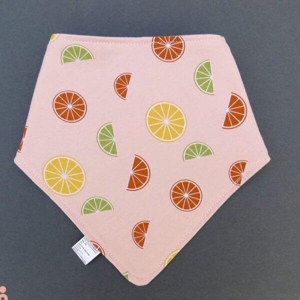 Cotton Baby and Toddler Bib and Neck Scarf — Pink Orange Design (2)