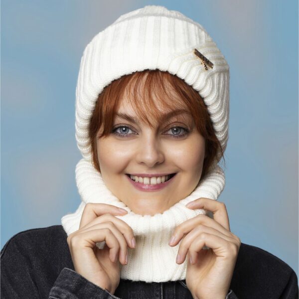 Cozy Knitted Hat and Ring Scarf Set with Plush Fur Lining (2)