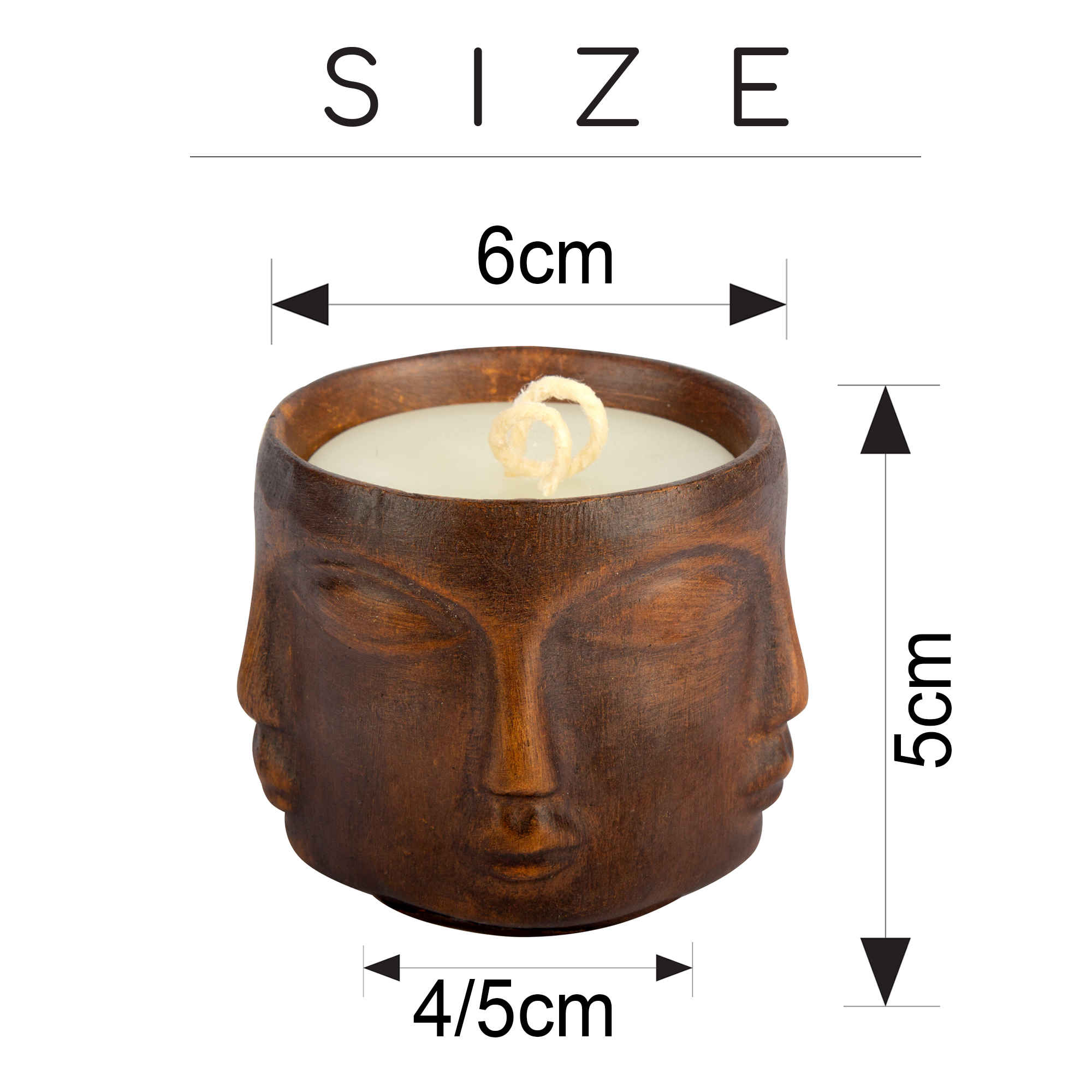 装饰性木质罐蜡烛 – 持久耐用,乡村风格,带脸部设计