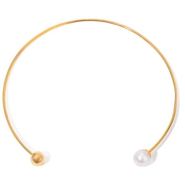 Elegant Choker Necklace for Women Featuring Bead and Pearl with Gold Plating (2)