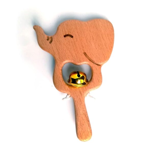 First Baby Rattle Elephant Design – Timeless and Safe Wooden Keepsake