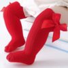 Girls’ Long Dress Socks with Bow – Premium Quality Red Cotton (2)
