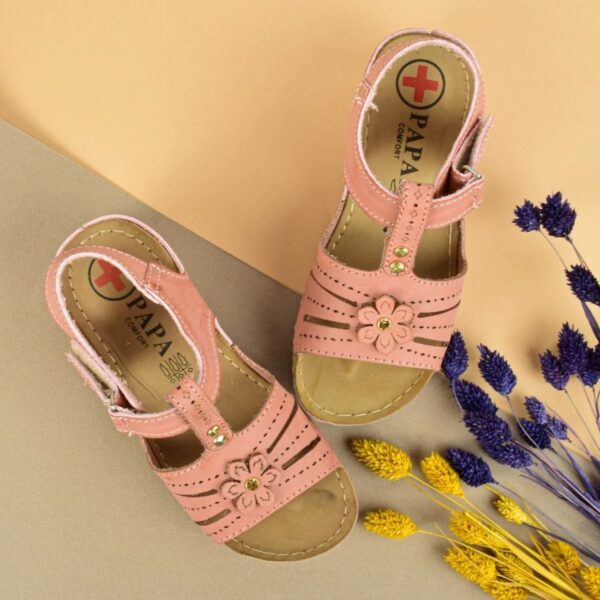 Girls' Sandals with Velcro Strap, Floral Design, Comfortable, 4 Cm Heel (3)