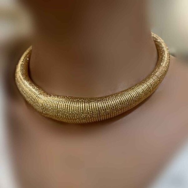 Gold-Plated Choker Necklace with Flexible Spring Design – Minimalist & Elegant Perfect for Party (2)