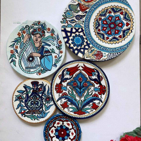 Handcrafted Decorative Pottery Plate Set – Traditional Artistic Home Accent