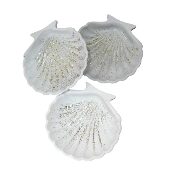 Handcrafted Seashell Jewelry Organizer for Keepsakes and Treasures - Glitter Design 3 Pcs (5)