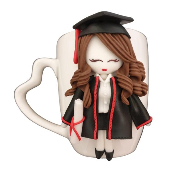 Handmade Ceramic Mug – Graduation Doll Design (1)