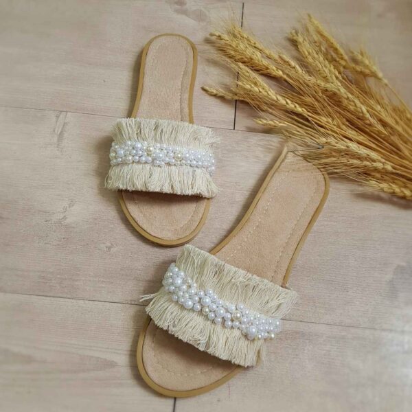 Handmade Macrame Slipper – Boho Style Suitable for Indoor Style with Pearl Design (3)