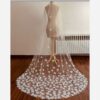 Handmade Sheer Bridal Veil with Delicate Embroidered Floral Details 150 Cm Lenght (4)