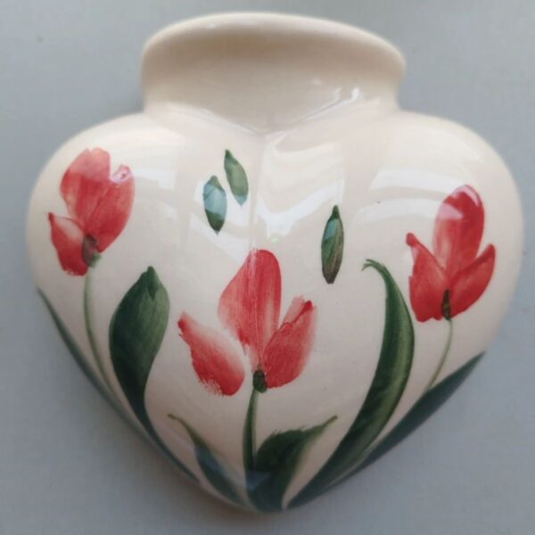 Heart Shaped Ceramic Wall-Mounted Planter, Floral Design (1)