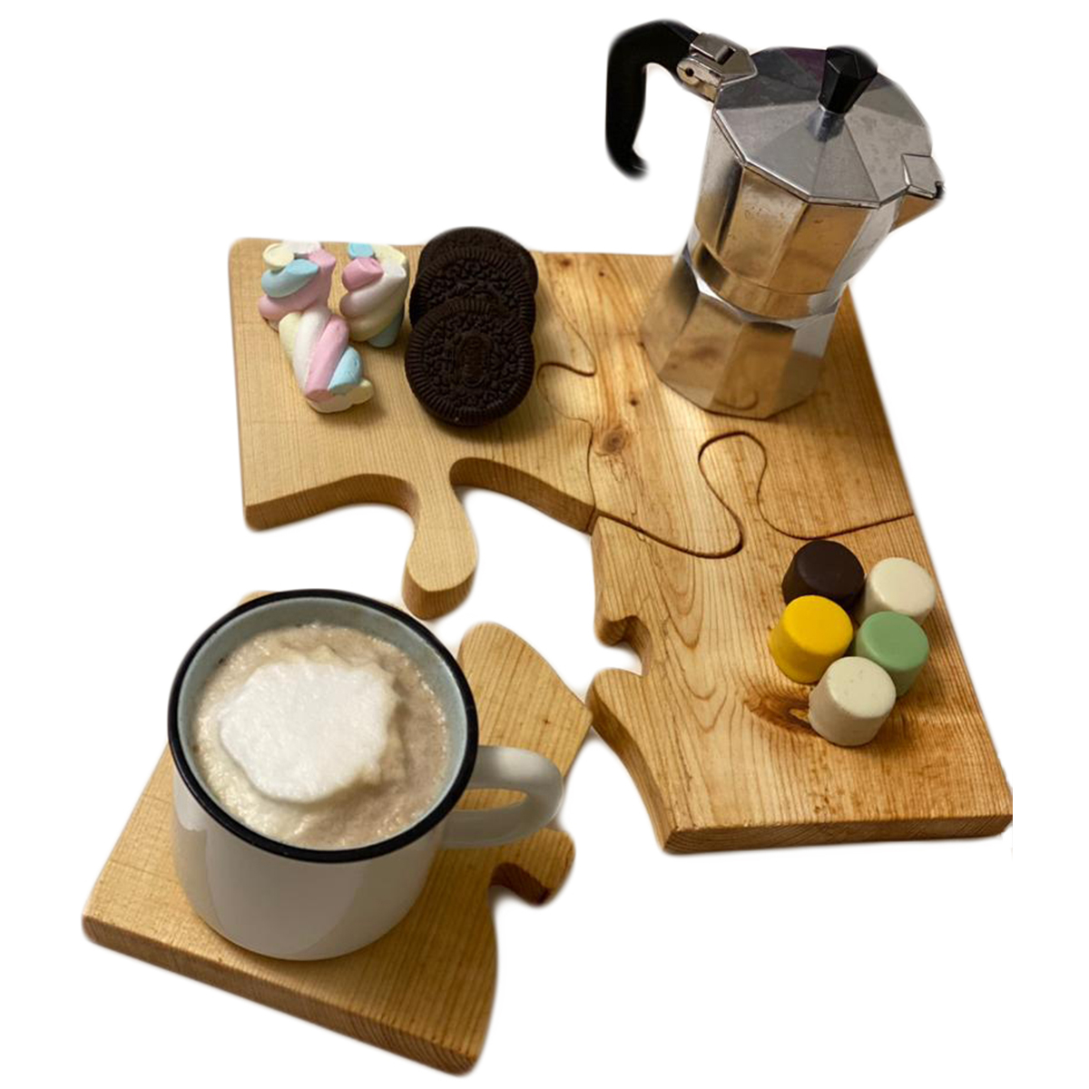 互锁拼图杯垫 – 保护木质桌面 (4件)