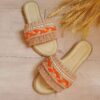 Macrame Indoor Slipper - Perfect for Housewarming with Pearl Dseign in Orange (1)