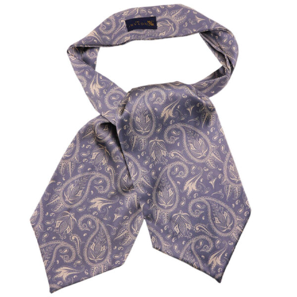 Men's Ascot tie - Suitable for Wedding with Paisley Design in Purple (1)