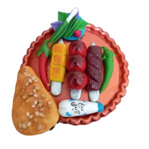 迷你烤肉托盘冰箱贴 – 波斯美食模型礼品（2件装）