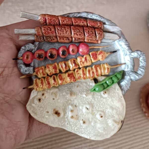 Miniature Persian Kebab Plate Magnet – Clay Food Fridge Accessory 2