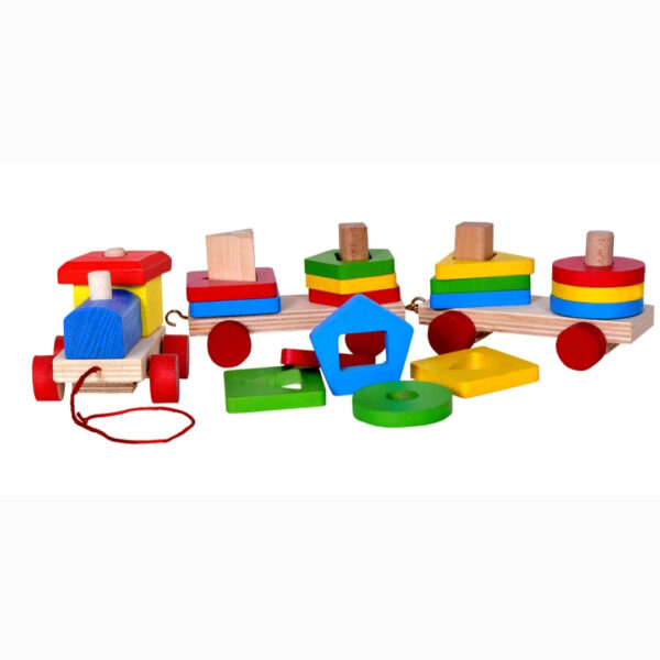 Montessori-Inspired Wooden Train Toy – Educational Color & Shape Sorter for Toddlers