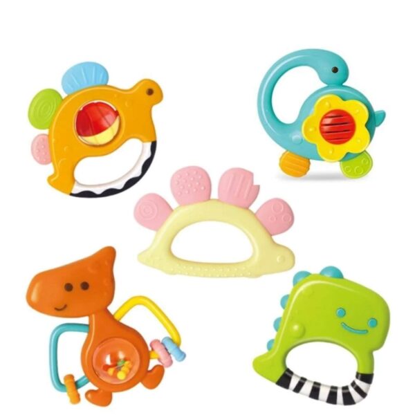 Multi-Piece Rattle and Teether Toys for Babies – Safe, Durable, and Engaging (Set of 5) (6)