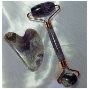 天然紫水晶面部滚轮按摩套装（含刮痧板）