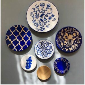 陶瓷壁盘 – 树叶与爱情图案（7件）
