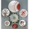 Pottery Wall Plates with Sun and Bird Design — Set of 7