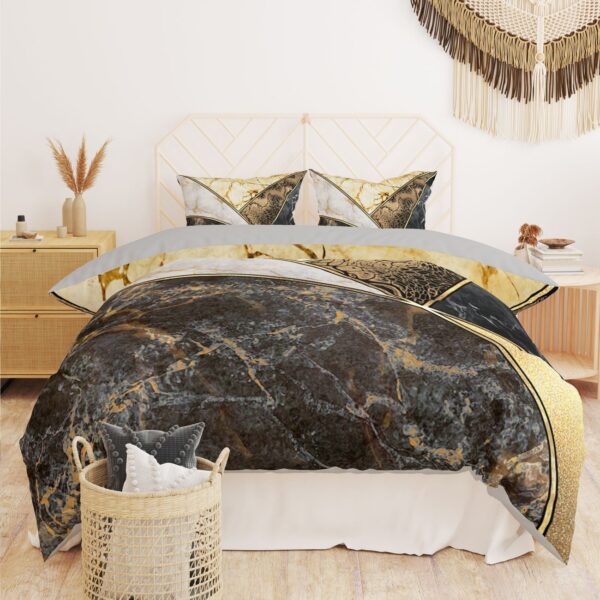Premium Double Bedding Collection in Marble Design – 6 Piece Set