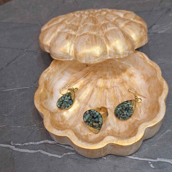 Seashell Trinket Dish in Artificial Stone – Suiatble for Rings, Earrings & Keys