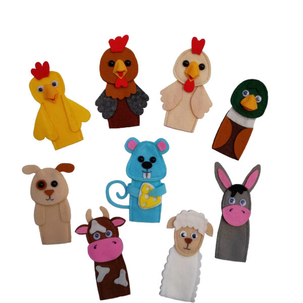 Set of Felt Finger Dolls – Farm Animal Kids Puppets, Suitable for Creative Play