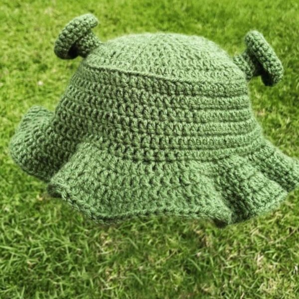 Shrek-inspired Crochet Ogre Bucket Hat With Ears – Suitable for Casual and Travel Wear
