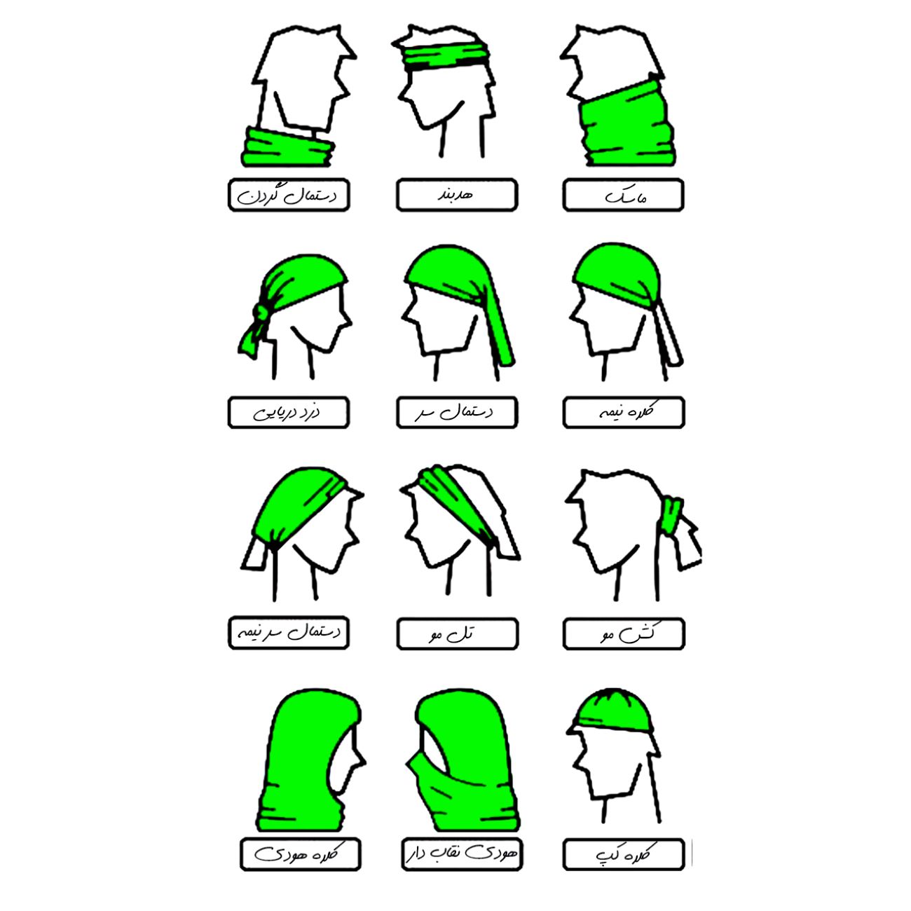弹性管状围巾,多种佩戴方式 – 适合作为头巾、面罩及颈部保暖