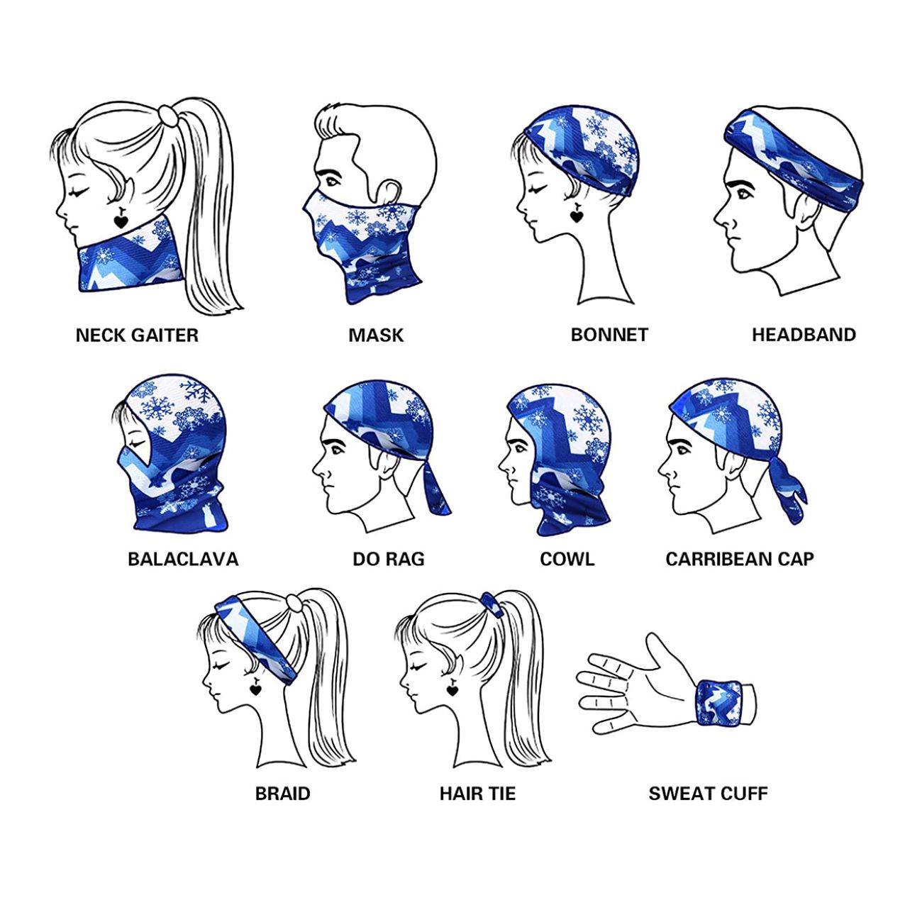 弹性耐用管状围巾 – 四季适用，适合叠搭及户外防护