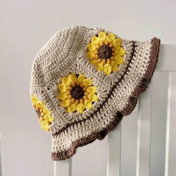 Sunflower Crochet Bucket Hat – Soft and Stylish
